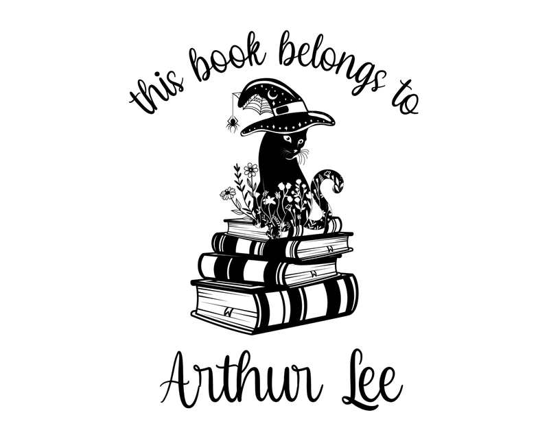 Personalised Cat Custom Name Ex Libris Book Stamp - JL-FloralCats35
