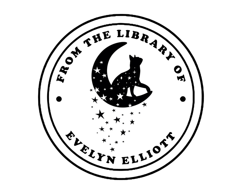 Personalised Cat Custom Name Ex Libris Book Stamp - JL-FloralCats5