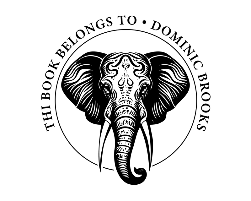 Personalised Elephants Custom Name Ex Libris Book Stamp - JL-JUNGLE2