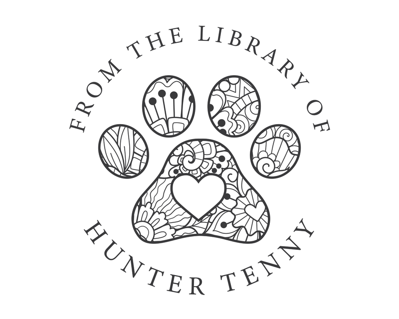 Personalised Dog Custom Name Ex Libris Book Stamp - JL-PAW15
