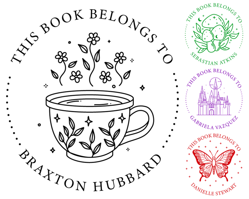 Tea Cups Custom Library Book Embosser