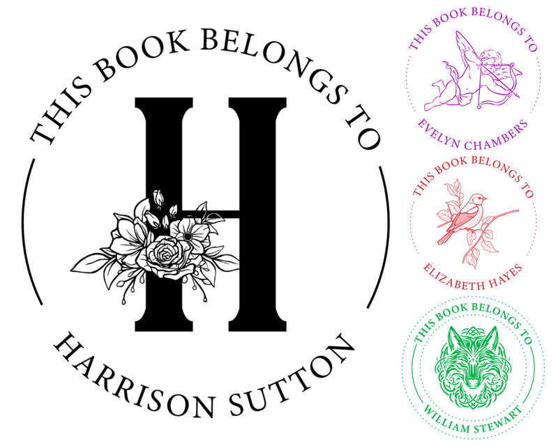 Floral Monogram Custom Library Book Embosser