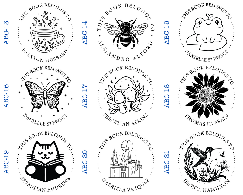 Tea Cups Custom Library Book Embosser