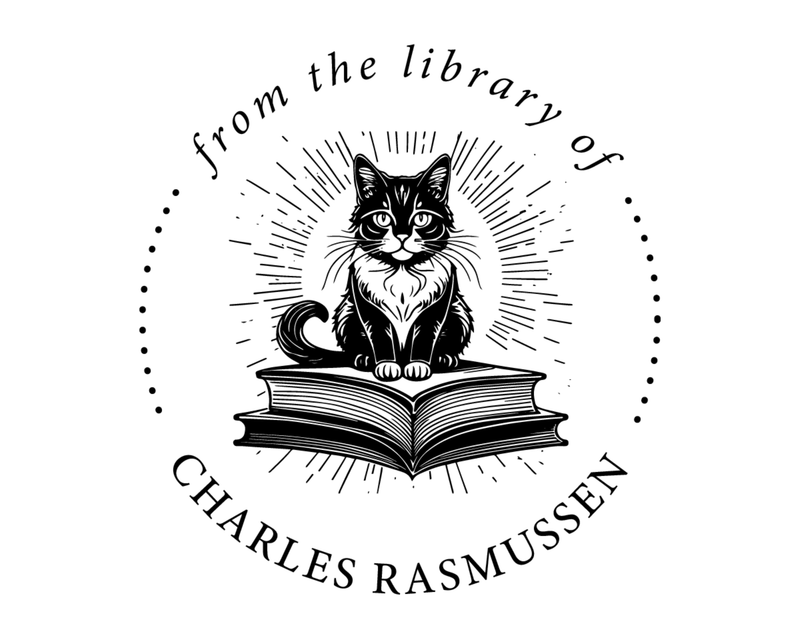 Personalised Cat Custom Name Ex Libris Book Stamp - RBS-13