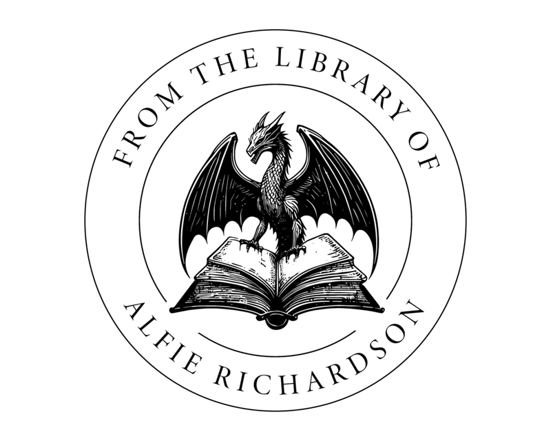 Personalised Dragon Custom Name Ex Libris Book Stamp - RBS-26