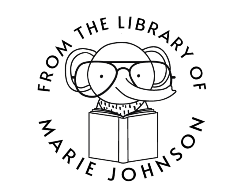 Personalised Elephants Custom Name Ex Libris Book Stamp - RNDBK-12