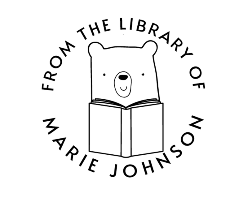 Personalised Animals Custom Name Ex Libris Book Stamp - RNDBK-1