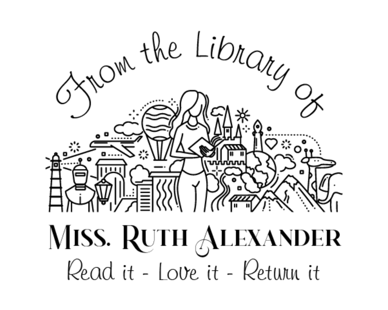 Personalised Girl Custom Name Ex Libris Book Stamp - RNDBK-29