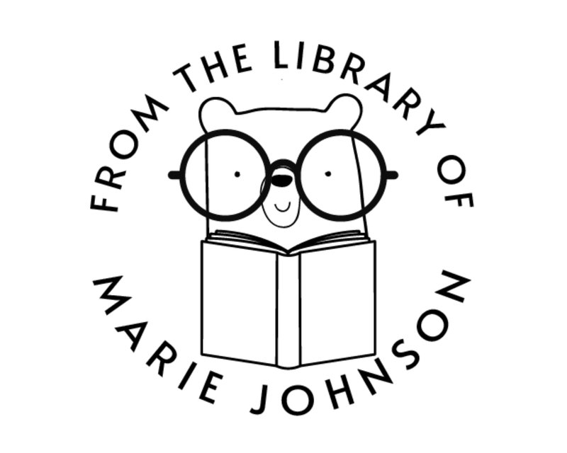 Personalised Animals Custom Name Ex Libris Book Stamp - RNDBK-2