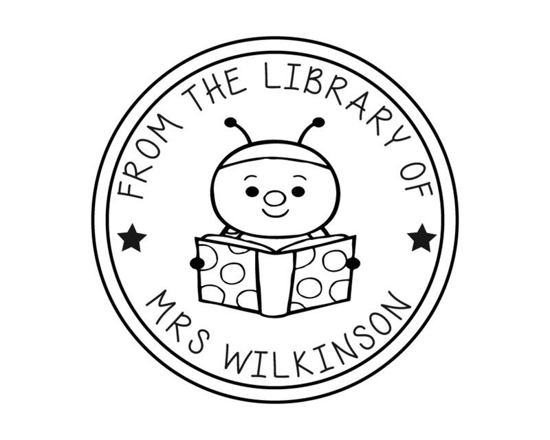 Personalised Animals Custom Name Ex Libris Book Stamp - TLBUGBOOK