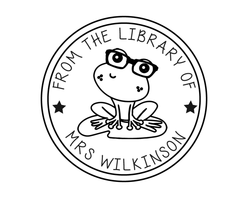 Personalised Animals Custom Name Ex Libris Book Stamp - TLFROGLIL