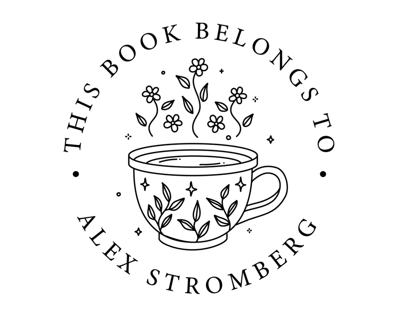 Personalised Coffee Custom Name Ex Libris Book Stamp - TOL-4