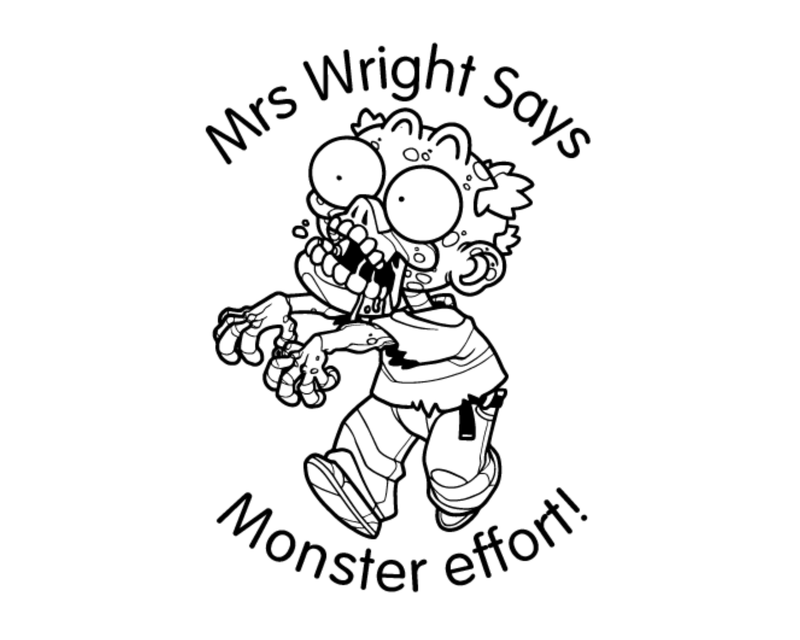 Personalised Halloween Custom Name Ex Libris Book Stamp - MONSTER