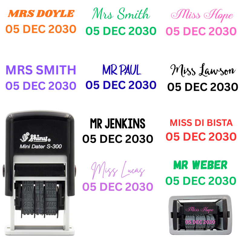 Mini Teacher Date Stamp: S301 Self-Inking Grading Stamp