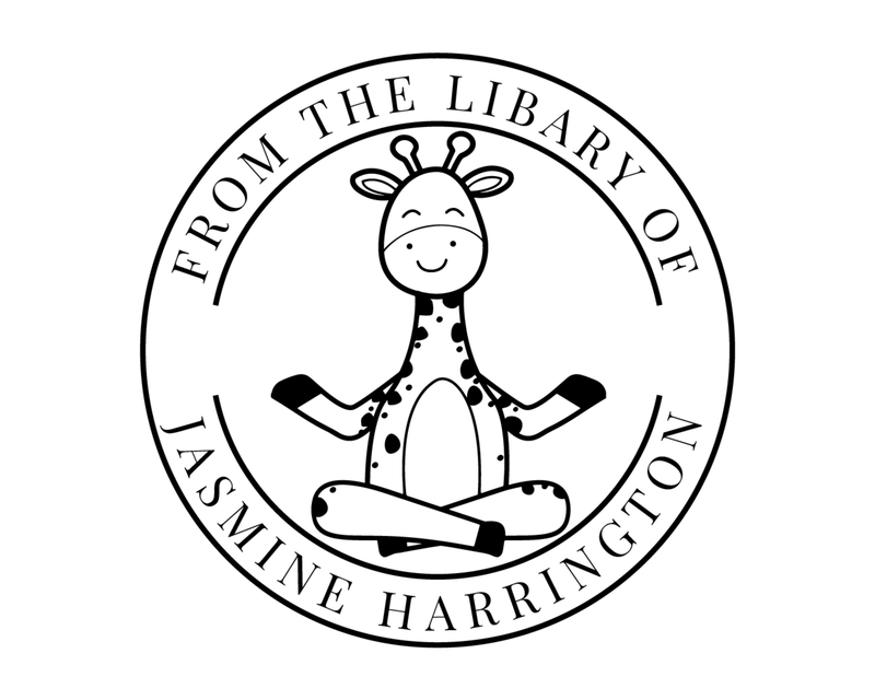 Personalised Animals Custom Name Ex Libris Book Stamp - YOGA-GIRAFFE