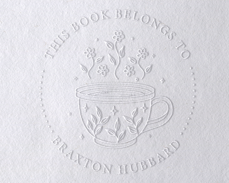 Tea Cups Custom Library Book Embosser