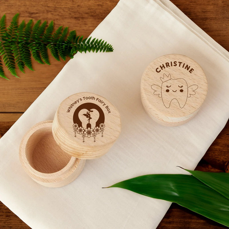 Natural Wood Personalised Tooth Fairy Box image 0