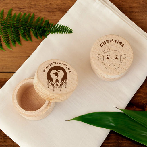 Natural Wood Personalised Tooth Fairy Box