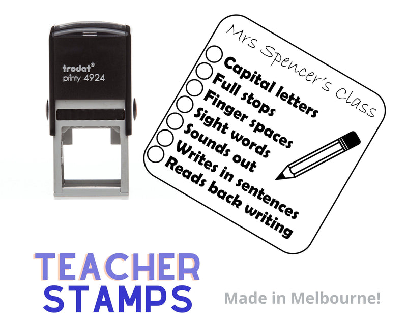 Custom Teacher Checklist Stamp Personalised