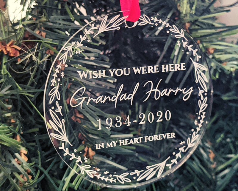 PersonaliSed Memorial Ornament, Custom Acrylic Keepsake Gift