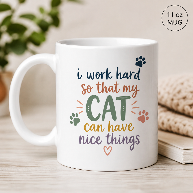 I Work Hard White Coffee Mug