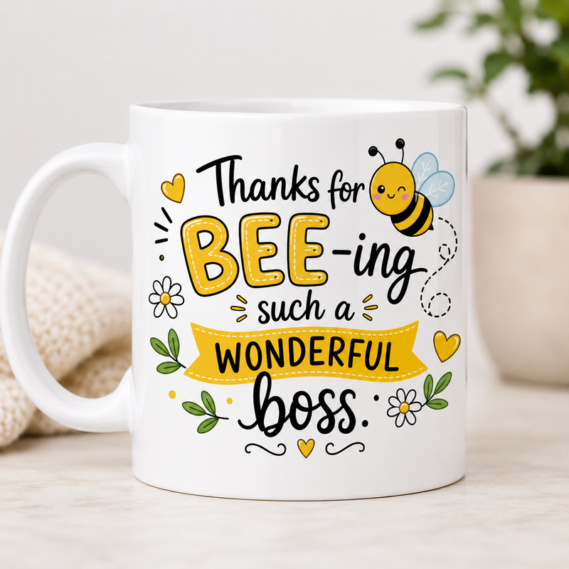 Thanks For Bee-ing Such A Wonderful Boss White Coffee Mug