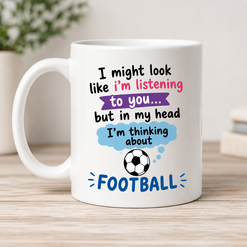 Thinking About Football White Coffee Mug